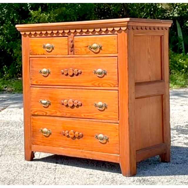 Vintage Primitive Scalloped Chest of Drawers For Sale In West Palm - Image 6 of 12