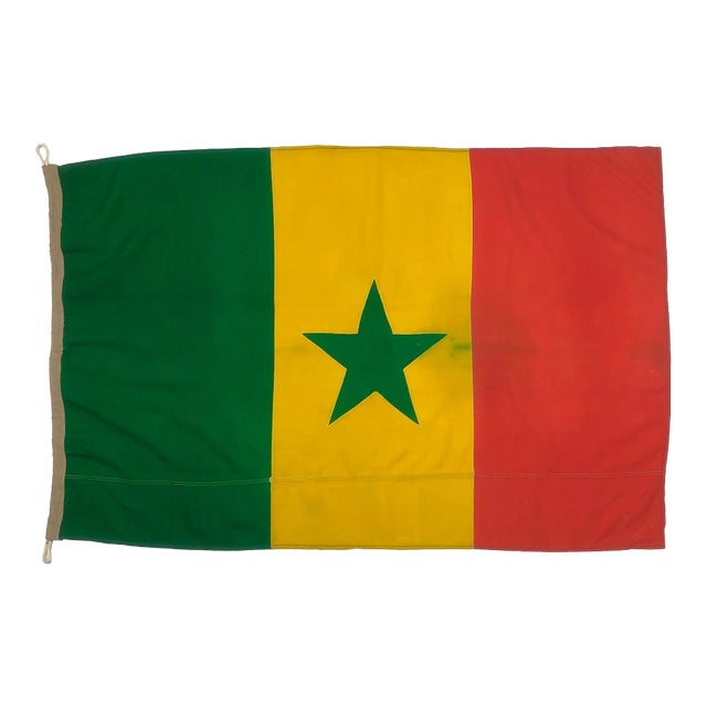 Vintage Wool Batik Flag of Senegal, Africa For Sale