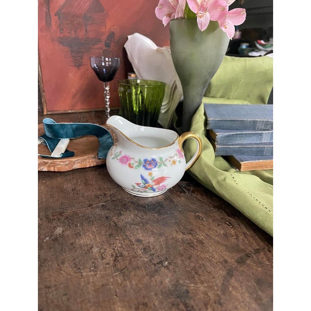 Vintage French Porcelain Creamer Bird of Paradise Limoges France For Sale - Image 4 of 8