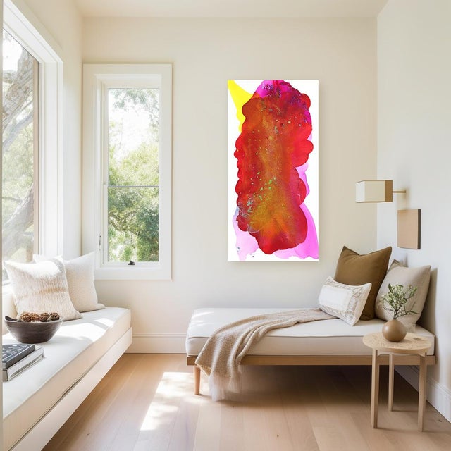 Red Escape in Color - Warm Bright Textured Abstract Painting Original Artwork by Clara Berta For Sale - Image 8 of 9