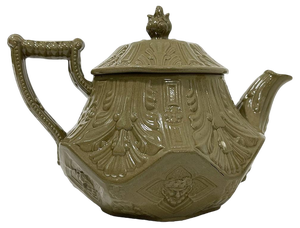 19th Century Etruria Drab Stoneware Smear-Glazed Teapot from Wedgwood