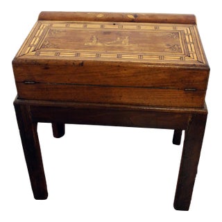 Circa 1860 Swedish Travel or Lap Desk on Custom Made Side Table Stand For Sale