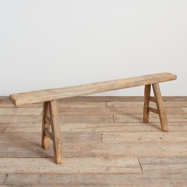 Antique Rustic Wooden Hallway Pig Bench For Sale - Image 6 of 7