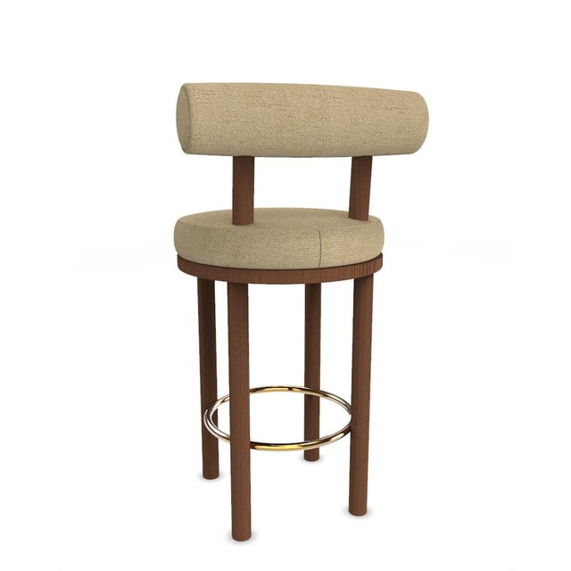 Collector Modern Moca Bar Chair in Safire 15 Fabric and Smoked Oak by Studio Rig For Sale - Image 4 of 7