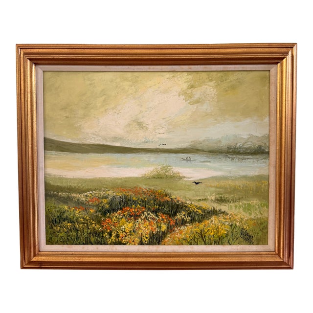 Mid 20th Century Constance Sullivan Signed Impressionist Wildflower Landscape Oil Painting, Maryland For Sale