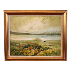 Mid 20th Century Constance Sullivan Signed Impressionist Wildflower Landscape Oil Painting, Maryland