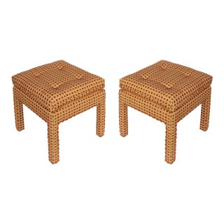 Vintage Pillow Top Parson Stools - a Pair For Sale