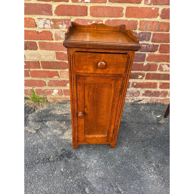 Antique Farmhouse Style Solid Wood Narrow Bedside Cabinet For Sale - Image 9 of 14