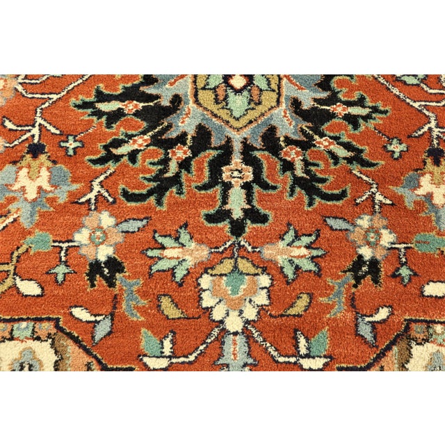 Vintage Heriz Pattern Approx: 12 X 19 Large 100% Wool Rug For Sale - Image 4 of 11