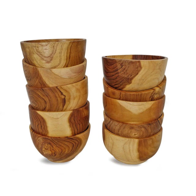 Simple Teak Wood Bowl For Sale - Image 4 of 6