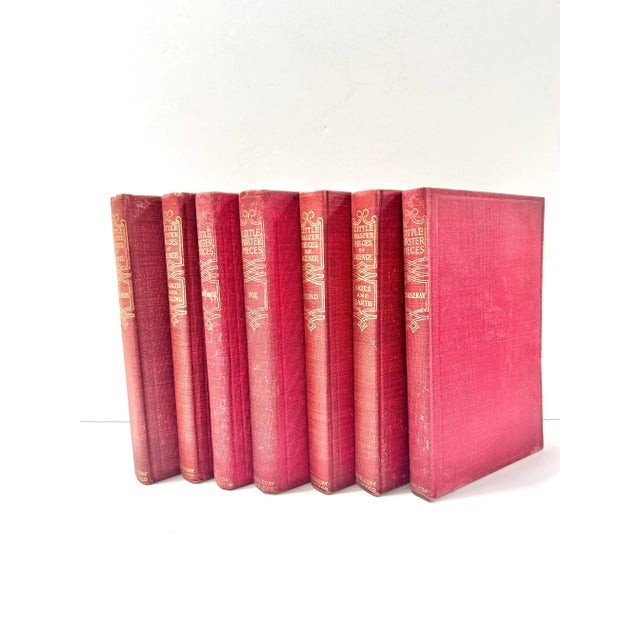 Antique 1902 “Little Masterpieces of Science” book set in red cloth with gilt detailing, a decorative library collection...