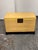 Chinese Lift-Top Yellow Leather Trunk, Vintage For Sale - Image 11 of 12
