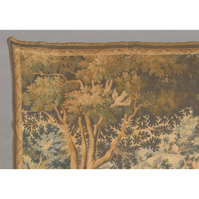 French French Verdure Tapestry, Woodland Landscape With Birds and Distant Château For Sale - Image 3 of 6