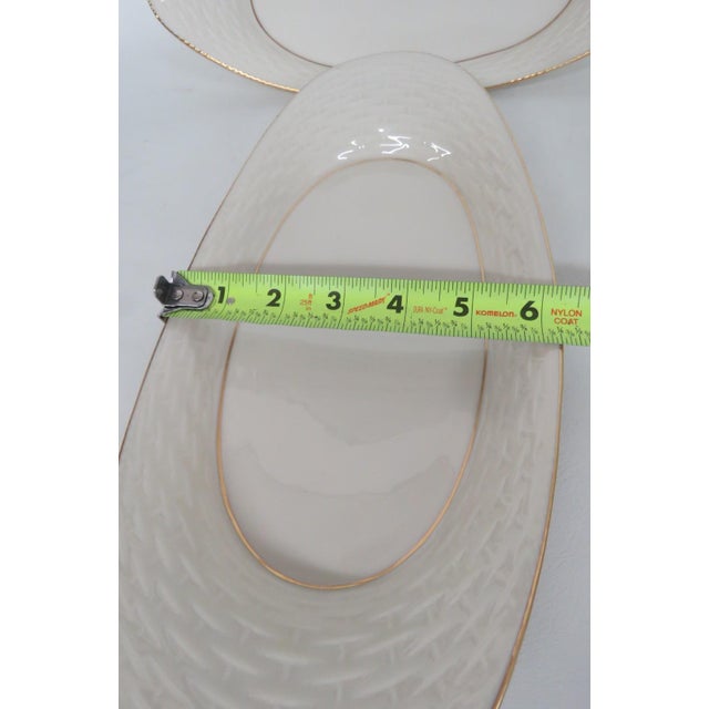 Mid 20th Century Lenox China Bread Tray Pair of 2 Porcelain Serving Platters With Gold Trim For Sale - Image 11 of 16