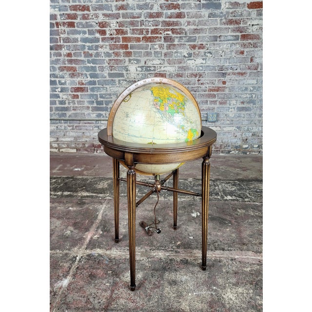 Replogle 1960s Vintage Illuminated 16" World Globe on Mahogany Stand Heirloom World Globe by Replogle in mahogany stand...