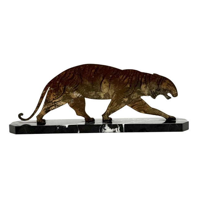Art Deco Bronze Tiger Sculpture, France, 1930s For Sale