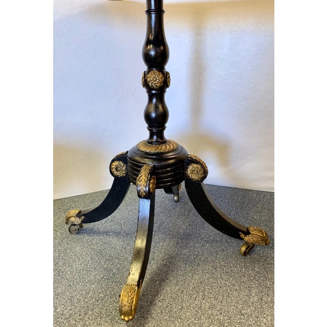 18th Century Pedestal Side Table With Lapidary Painting and Gilt Accents For Sale In West Palm - Image 6 of 11