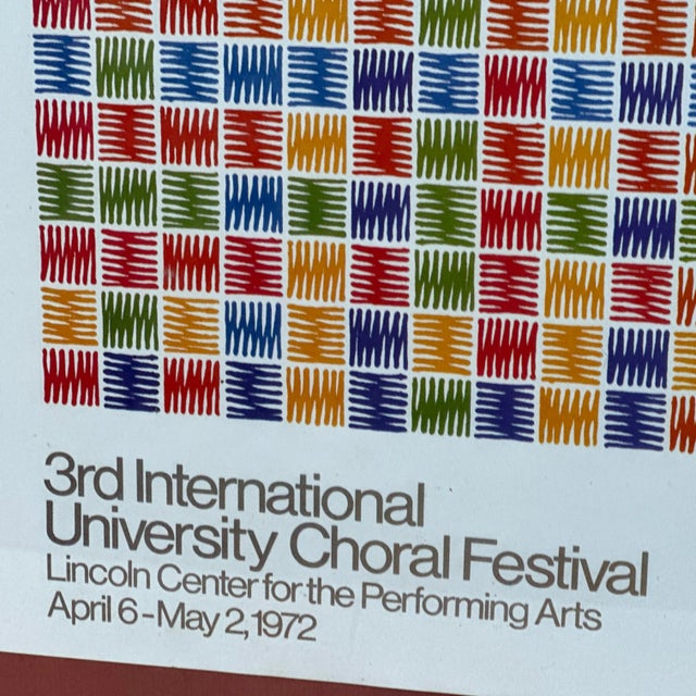 1972 Larry Zox 3rd International University Choral Festival Lincoln Center for the Performing Arts Poster For Sale - Image 4 of 10