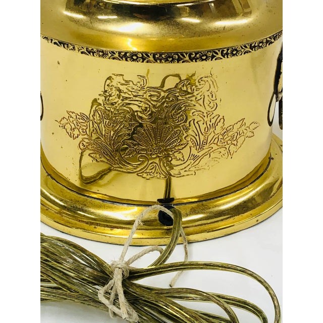 English Late 20th Century Brass Table Lamp With Lions Head Knockers For Sale - Image 3 of 7