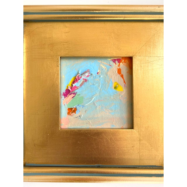 Abstract "Unreal Sky" Framed Mini Painting by Jessalin Beutler For Sale - Image 3 of 3
