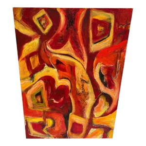 Large Yellow and Red Abstract by Carol Bertrand