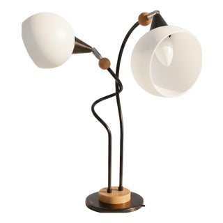 Mid-Century Modern Bony Table Lamp with Glass Globe Shades, 1980s For Sale