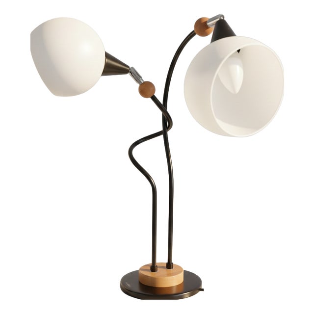 Mid-Century Modern Bony Table Lamp with Glass Globe Shades, 1980s For Sale