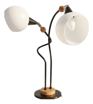 Mid-Century Modern Bony Table Lamp with Glass Globe Shades, 1980s