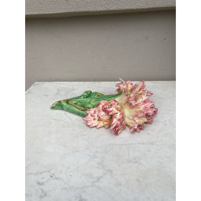 French Country Majolica Carnation Wall Pocket Delphin Massier, Circa 1880 For Sale - Image 3 of 6
