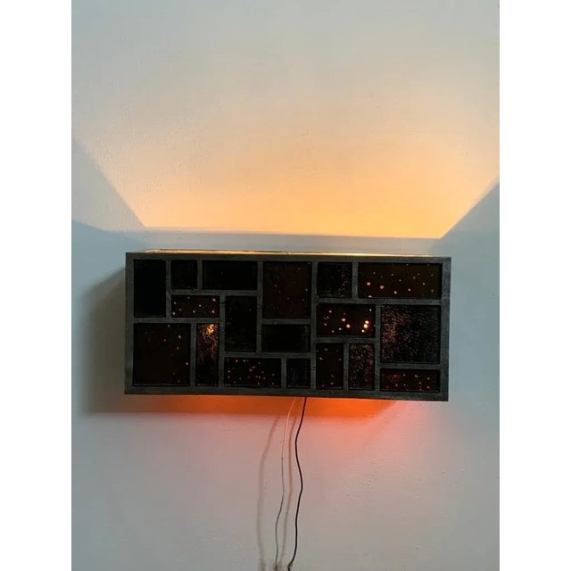 Metal and Back Glass Applique, 1970s, in Very Good conditions. Designed 1970 to 1979 European Plug (up to 250V).The wiring...