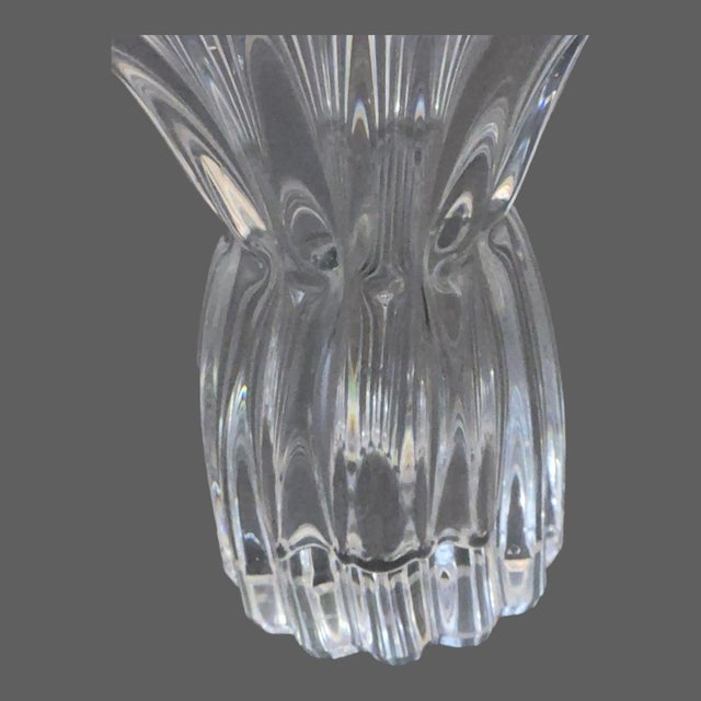Mid 20th Century Vintage Elegant Art Vannes Le Chatel France Oval Crystal Vase Original Label For Sale - Image 5 of 10