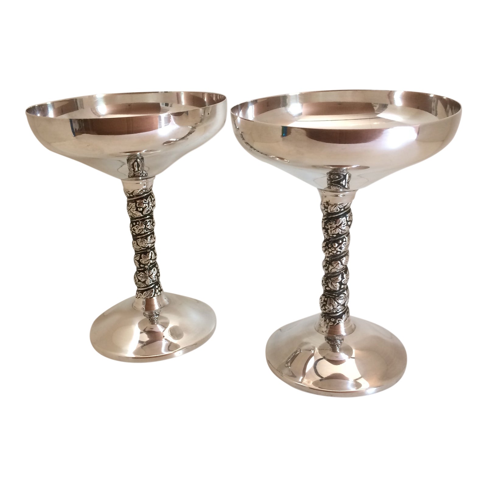 Pair of Vintage Made in Spain Silver Plated Champagne Goblets Chairish