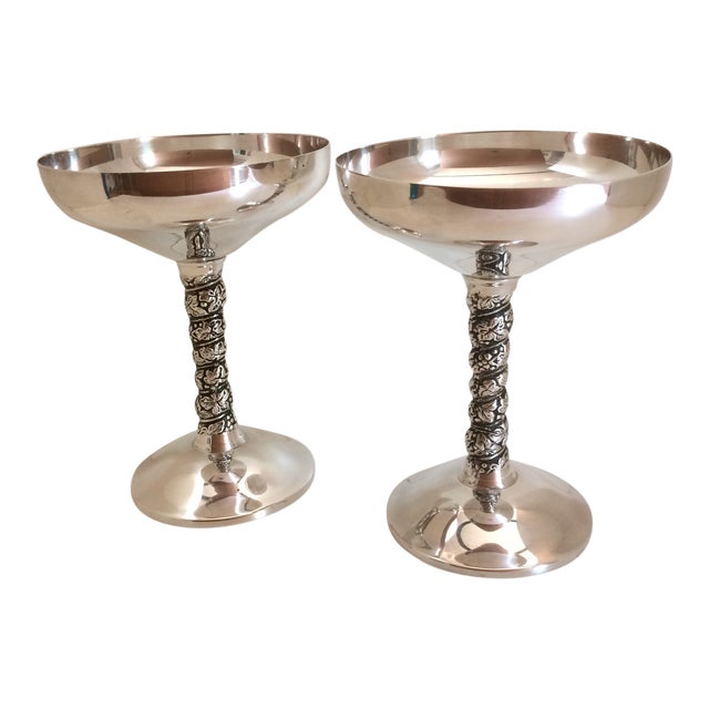 Pair of Vintage Made in Spain Silver Plated Champagne Goblets Chairish