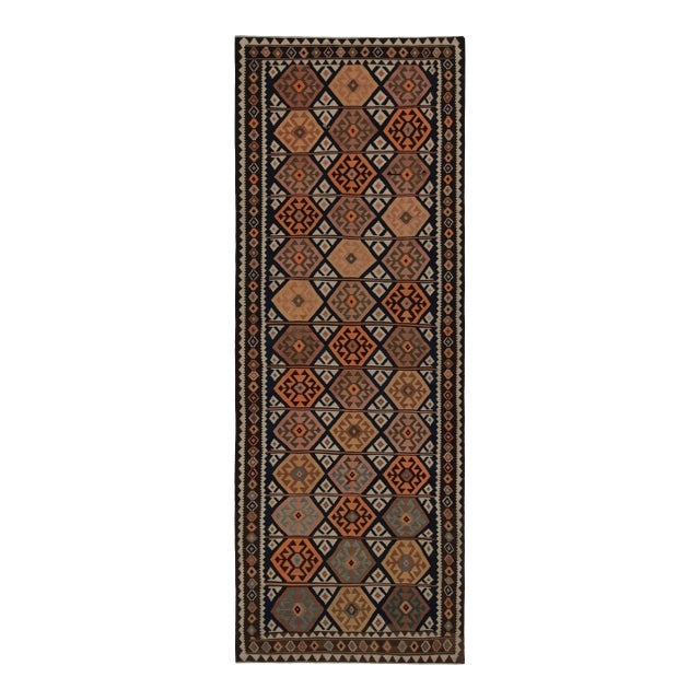 1960s Vintage Afghan Tribal Kilim Gallery Runner Rug With Medallions For Sale