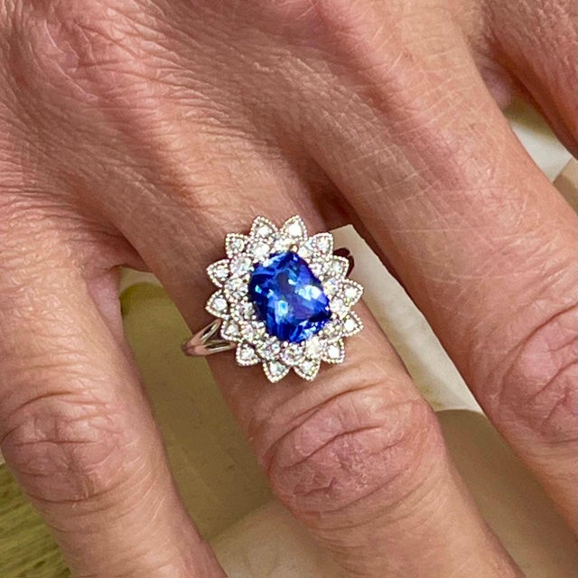 Natural Tanzanite Diamond Ring 6.5 14k W Gold 2.61 TCW Certified For Sale - Image 14 of 14