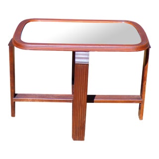 Vintage Art Deco Mirror Top End Table Solid Walnut Petite Coffee Table For Sale
