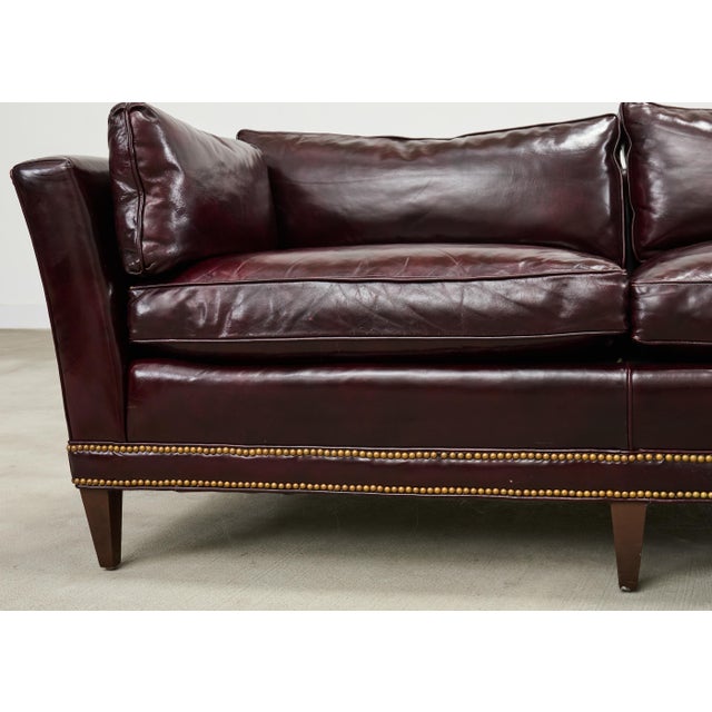 English Regency Style Waxed Cordovan Leather Case Sofa For Sale - Image 14 of 18