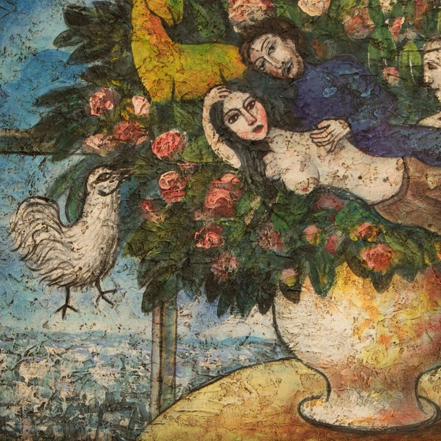 Mid 20th Century "Vase of Flowers" Vintage Expressionist Painting For Sale - Image 5 of 11