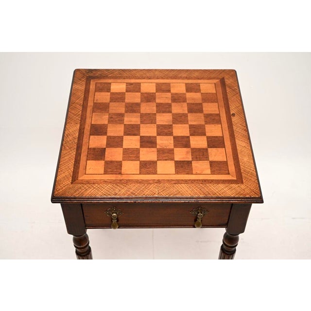 Vintage English Walnut Chess Table, 1920 For Sale - Image 6 of 10