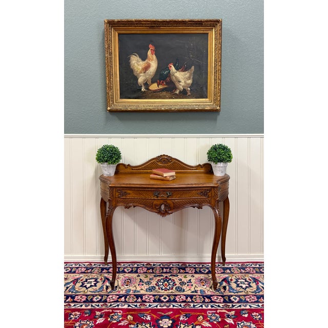 BEAUTIFUL Antique French Oak Louis XV Style Entry, Console or Hall Table with Drawer Charming French oak table featuring a...