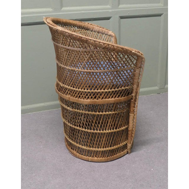 French Tiki Style Woven Bamboo Tub Chair, 1960s For Sale - Image 4 of 8