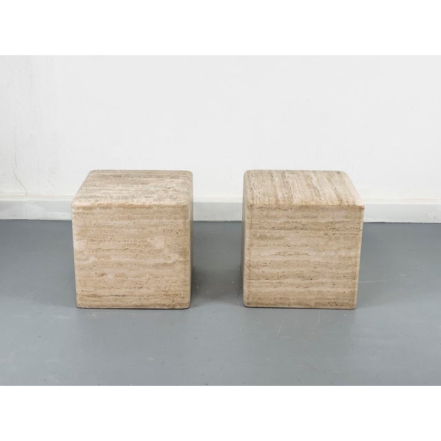 Mid-Century Modern Vintage Travertine Cube Side Table, 1970s For Sale - Image 3 of 12