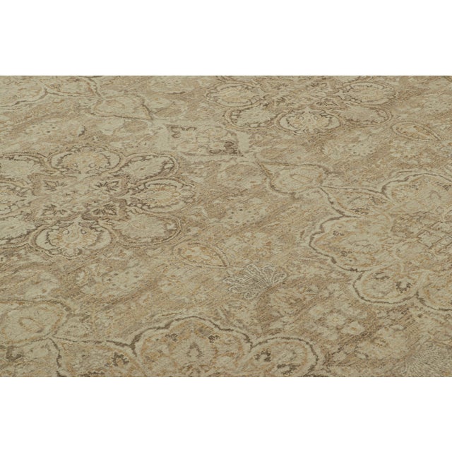 Modern Rug & Kilim’s Modern Classics Rug in Beige-Brown and Gold Floral Patterns For Sale - Image 3 of 7