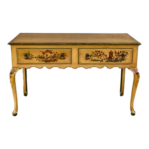 Antique Chinoiserie Hunt Style Buffet Sideboard or Server Hand Painted With Cabriole Legs