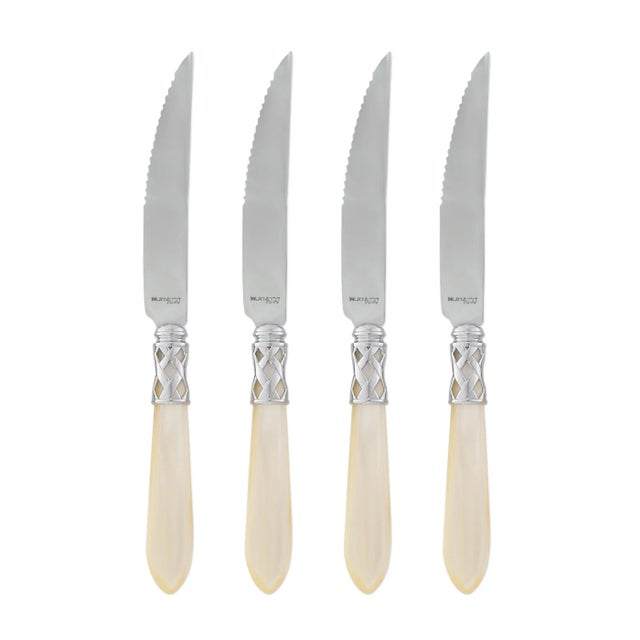 Ivory VIETRI Aladdin Brilliant Ivory Steak Knives - Set of 4 For Sale - Image 8 of 8