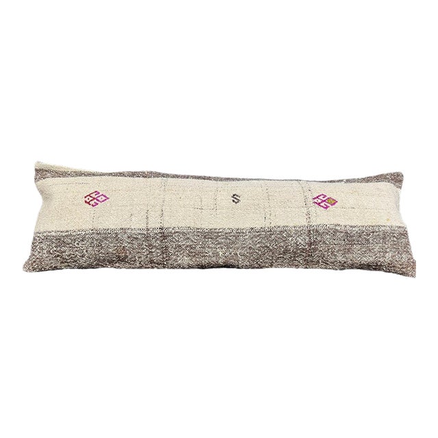 Turkish Hemp Pillow Cushion Natural Beige Gray Cushion Cover 14x45 For Sale