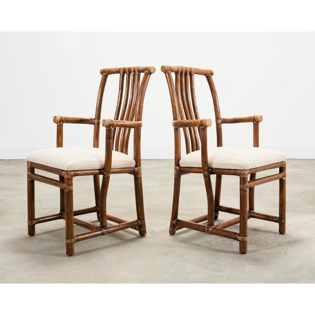 Set of Eight McGuire Organic Modern Rattan Dining Chairs For Sale In Sacramento - Image 6 of 18