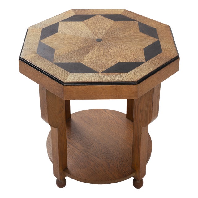Dutch Art Deco Octagonal Side Table in Oak, 1920s For Sale