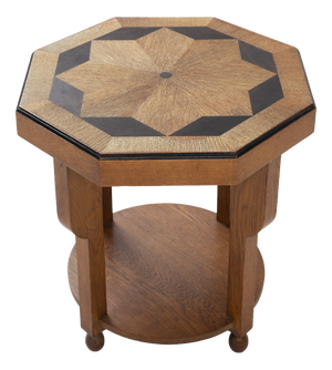 Dutch Art Deco Octagonal Side Table in Oak, 1920s