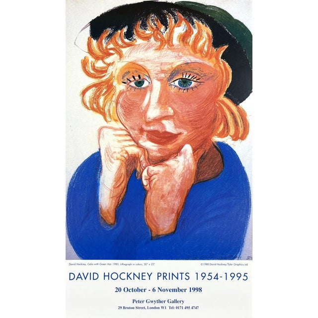 David Hockney Celia With Green Hat Original 1998 London Exhibition Poster For Sale
